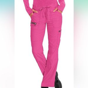 KOI Lite 721 Women's Peace Scrub Pant in Flamingo/Steel. Size Large